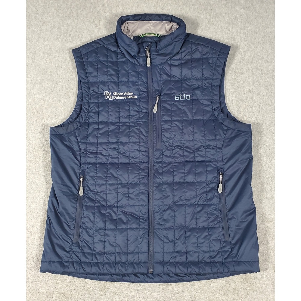 Stio Azura Insulated Vest Mens Large Navy Blue Primaloft Quilted Gorpcore  LOGO